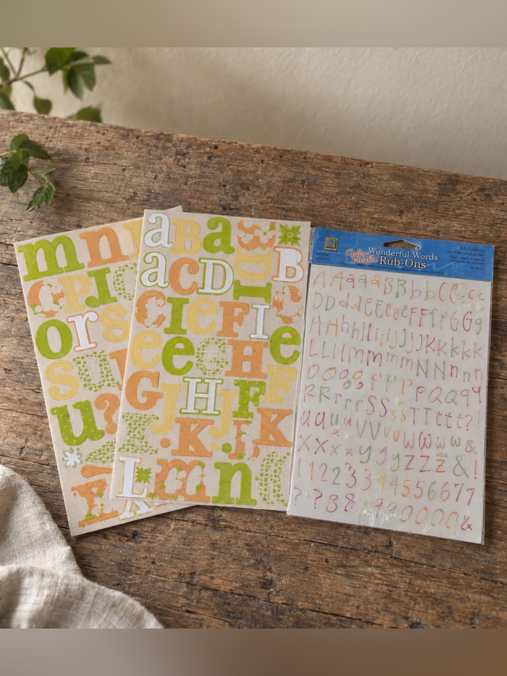 Vintage Deja Views Rub-Ons & Canvas Alphabet Stickers Mixed Lot- AS IS